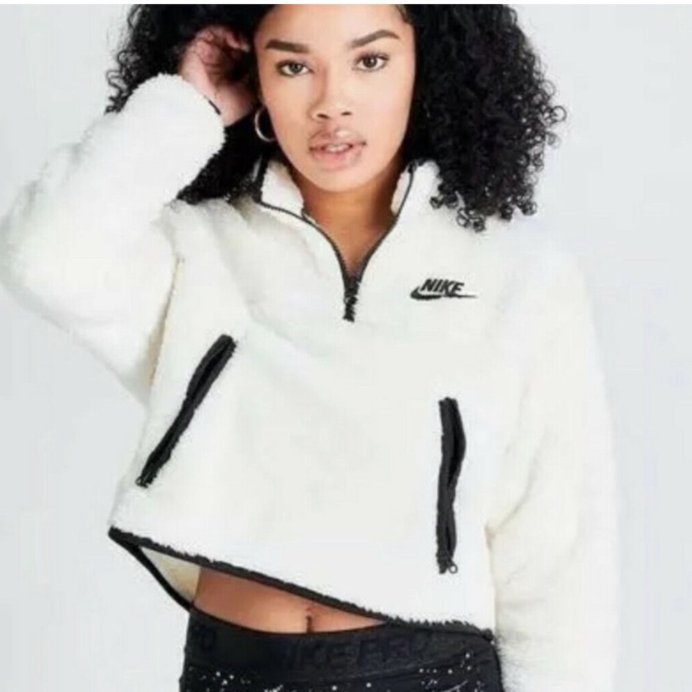 Nike Sportswear Womens 1/4 Zip Fleece Crop Top Sweatshirt